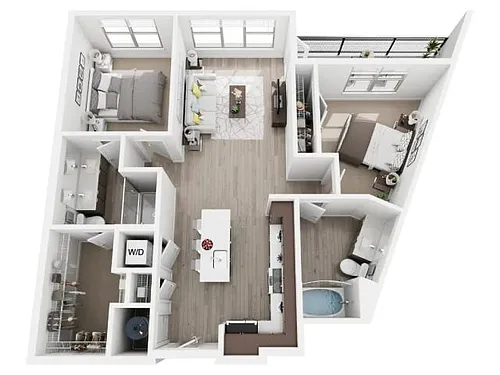 Floor plan Two Bedroom Two Bath B2
