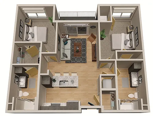 Floor plan Two Bedroom - 60% AMI