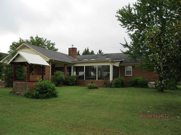 Backyard with mature trees and shrubs