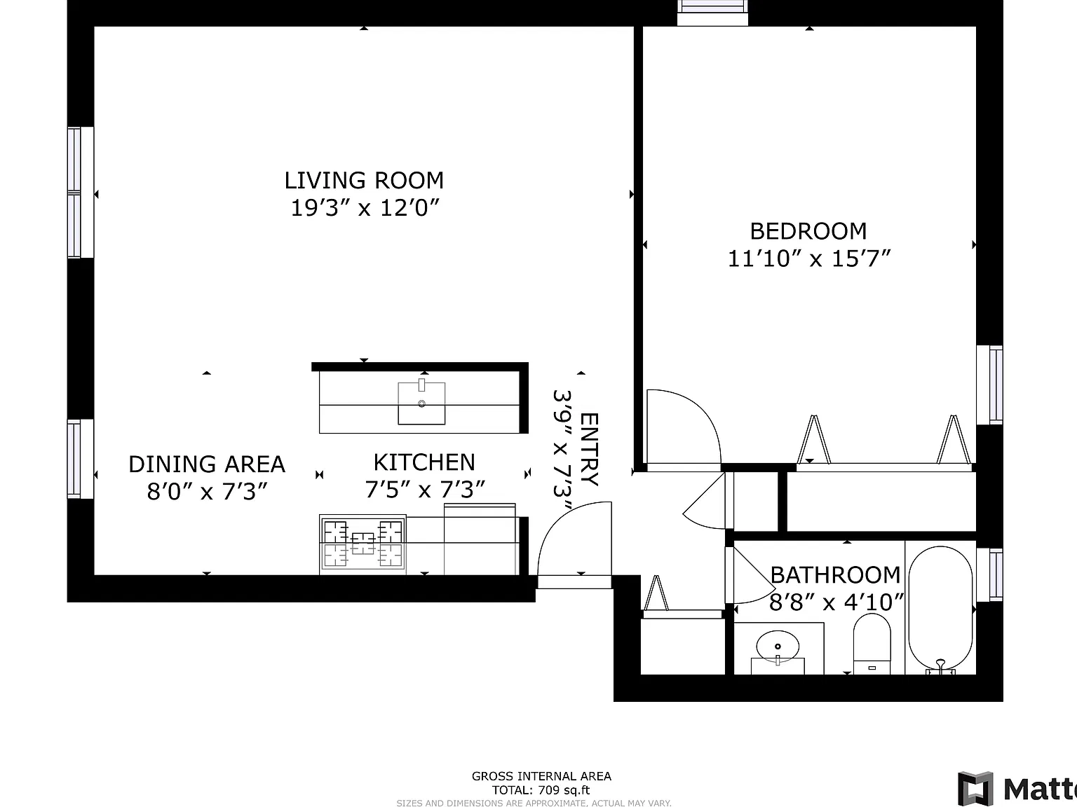 1 bed, 709 sqft, $2,300 — Photo 2
