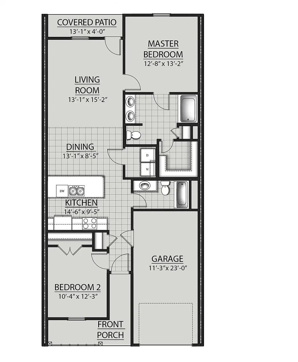 Floor plan 2 Bedrooms, 2 Bathrooms B