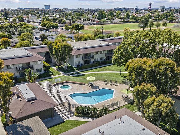 Aerial view of Strada Apartments in Orange, CA