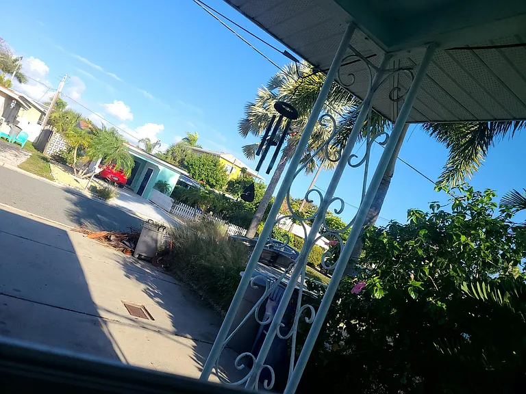 Quiet neighborhood view from the front door