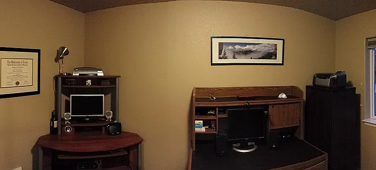 Office with french doors to keep it well illuminated