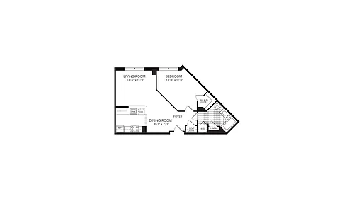Floor plan 1 Bed 1 Bath A03