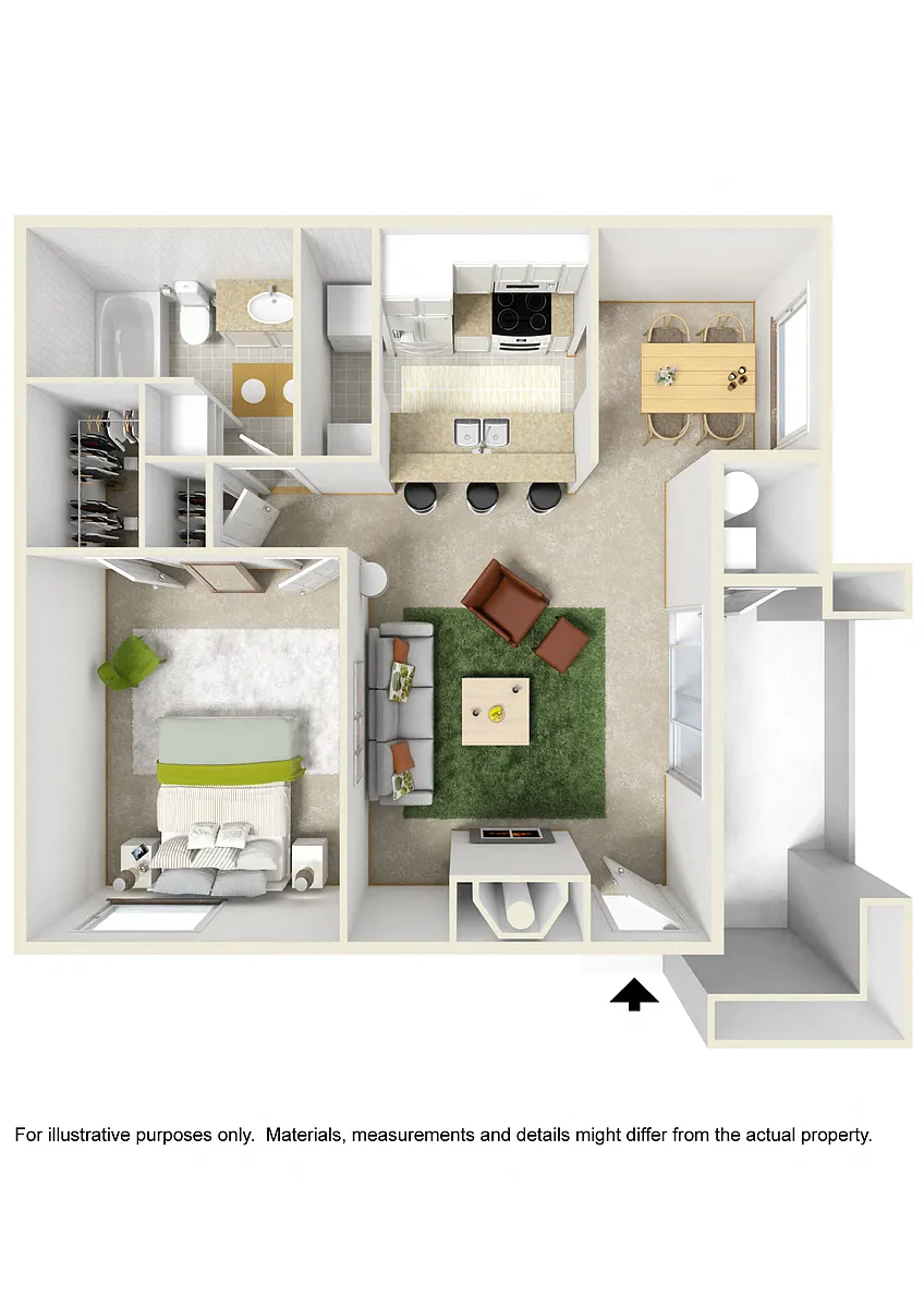 Floor plan One Bed One Bath