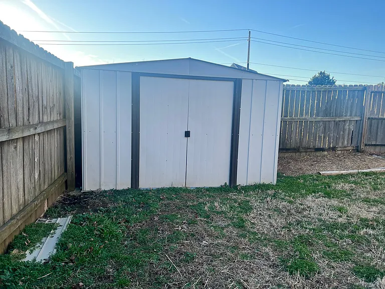 Shed located in backyard