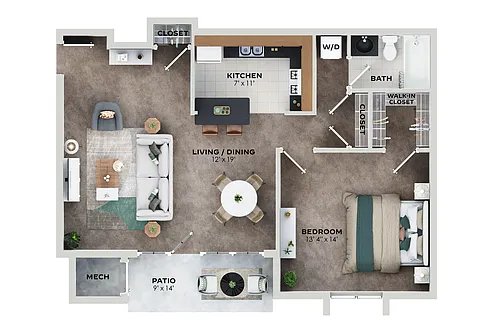 Floor plan 1BR Classic