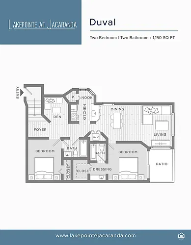Floor plan Two BR/Den, Duval