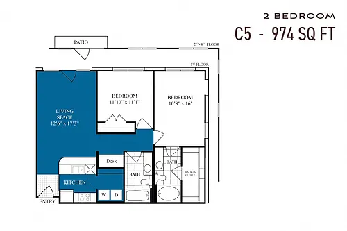 Floor plan Two Bedroom C5r Renovated