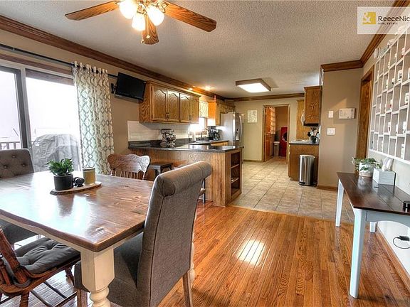 Dining area with wood flooring