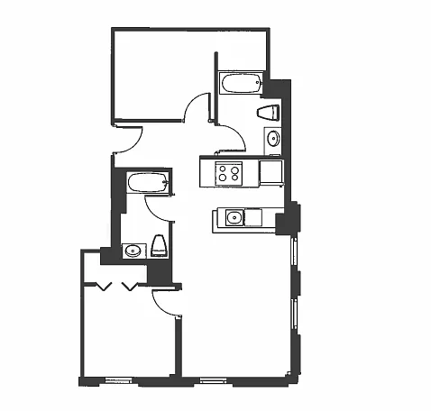 Floor plan 2 Bed 2 Bath - B2E