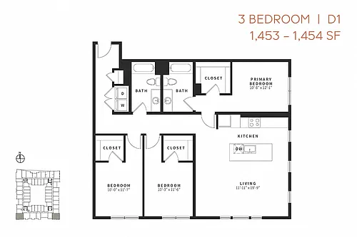 Floor plan Three Bedroom D1