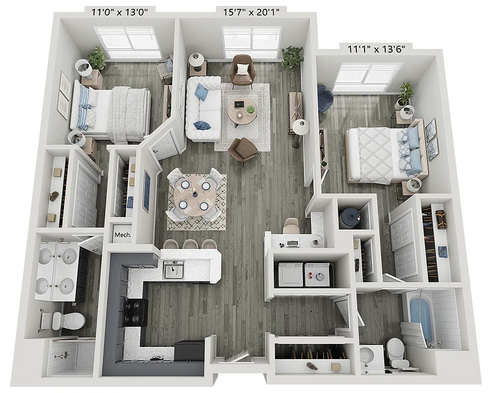 Floor plan Two Bedroom B2F