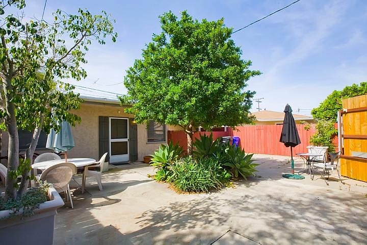 View of backyard and main entrance.