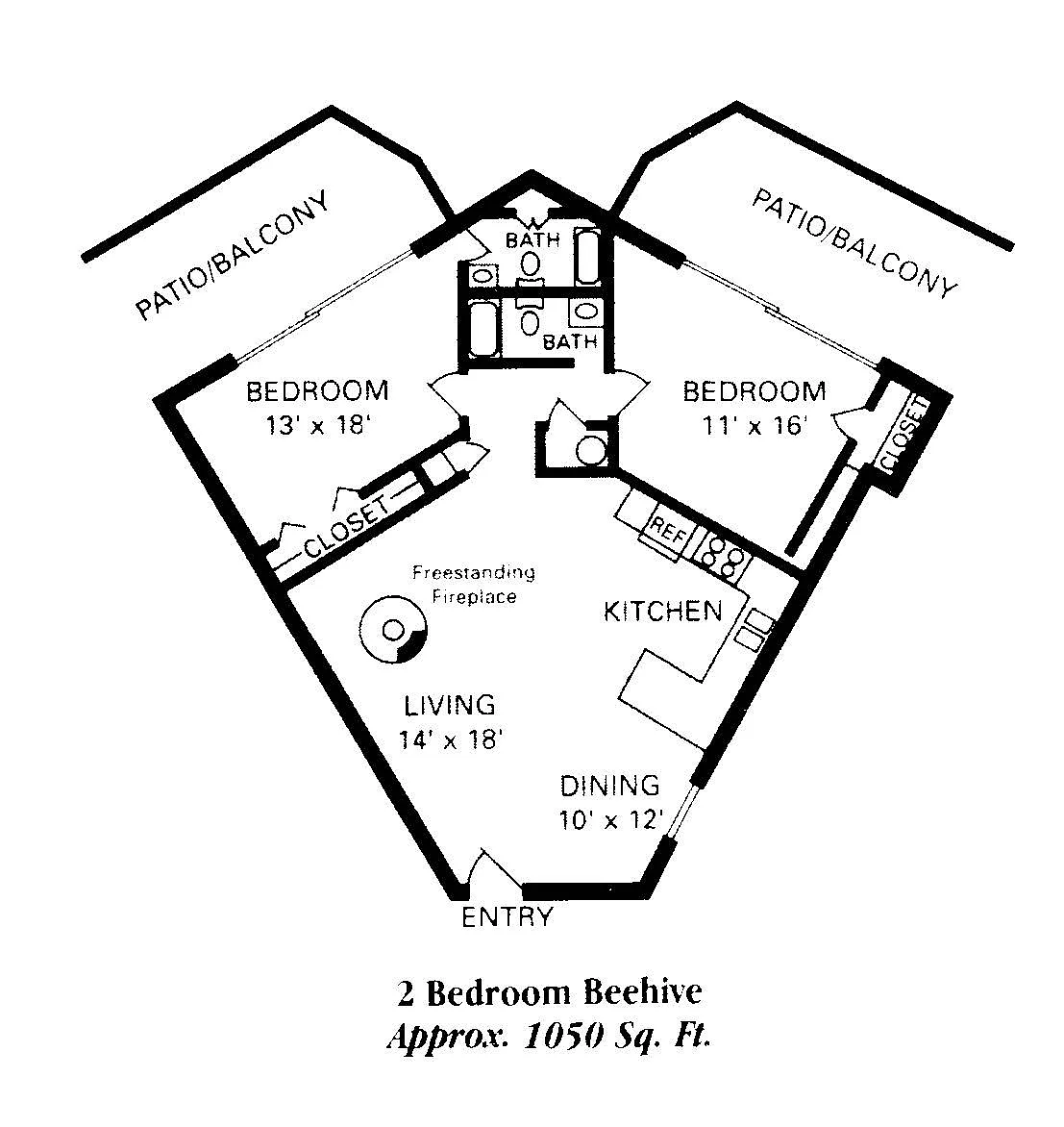 Floor plan 2 BD Beehive