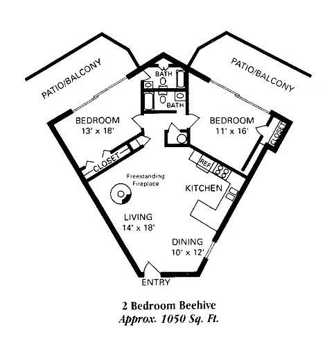 Floor plan 2 BD Beehive