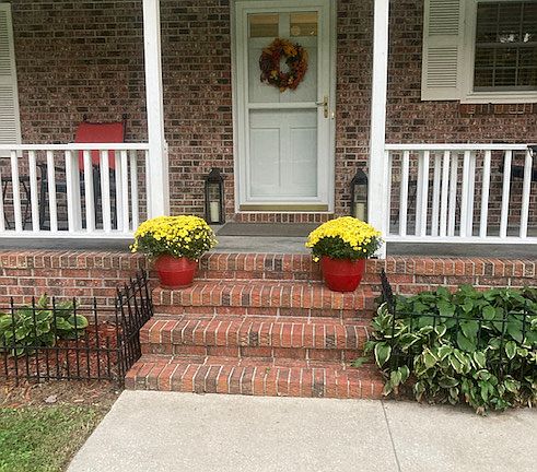 Front door and covered porch