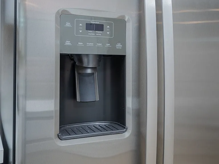 A generous-sized fridge/freezer, with in-door water and icemaker