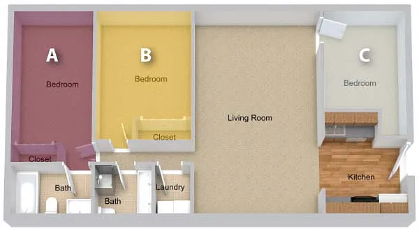 Floor plan By The Bed Pricing - Three Bedroom Large