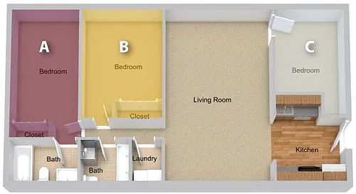 Floor plan By The Bed Pricing - Three Bedroom Large