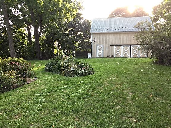 Garden view of barn.