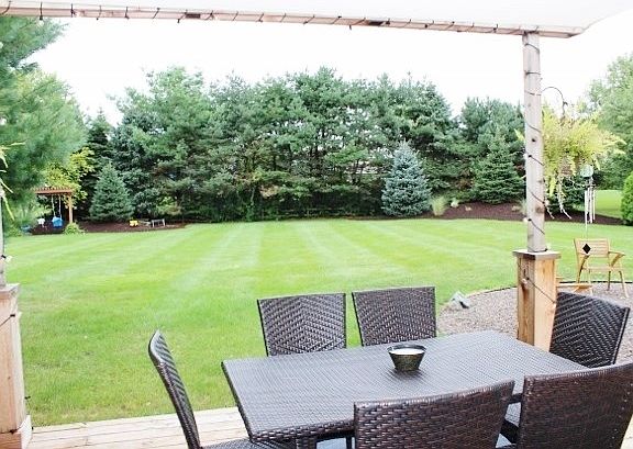 Eat under the canopy on the back deck