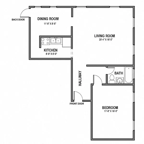Floor plan I BR 1 Bath Units 2, 4, 6