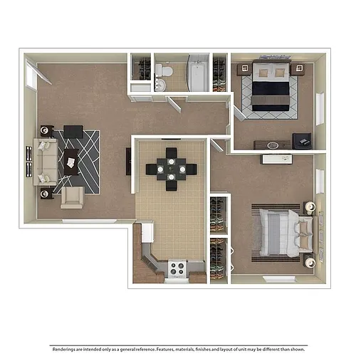 Floor plan 2 Bedroom/1 Bathroom
