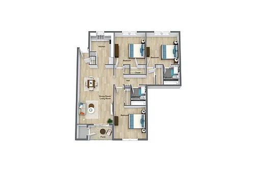 Floor plan 3 Beadroom, 2 Bathroom Renovated