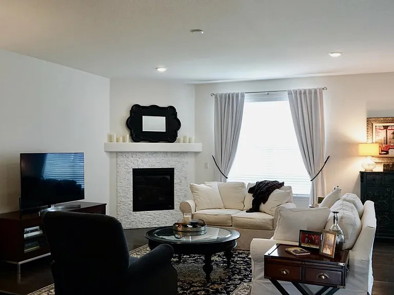 Living room and fireplace