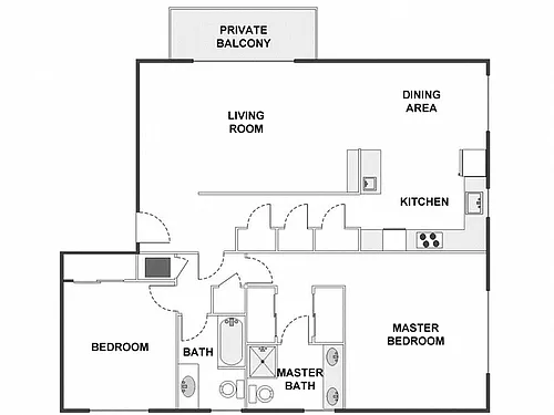 Floor plan 2 Bed / 2 Bath: Type B
