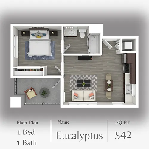 Floor plan One Bedroom, One Bath