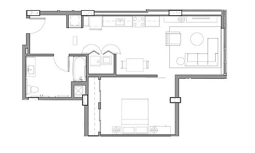 Floor plan 1X1 E