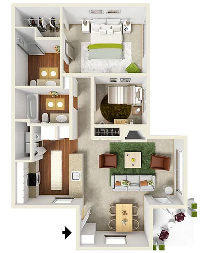 Floor plan 2 Bed & 2 Bath