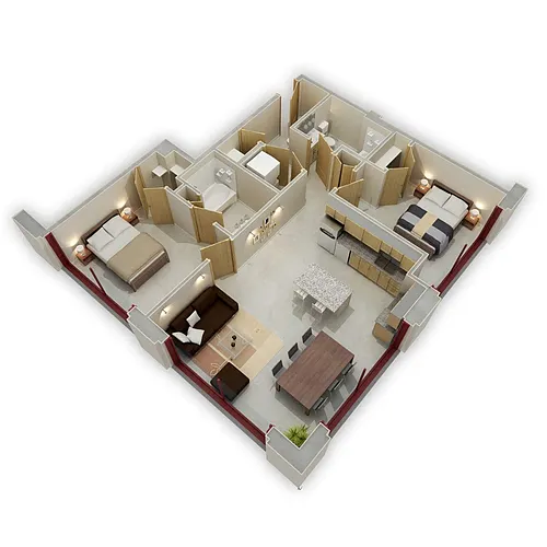 Floor plan Two Bedroom P