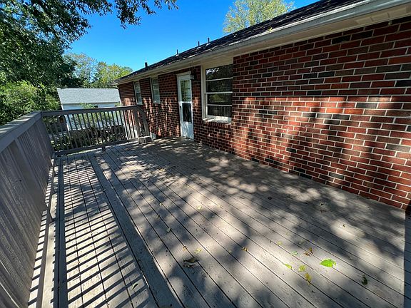Large deck on back of the house directly off the kitchen. Easy entertaining