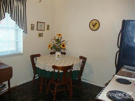 The kitchen is located in the front of the home.
