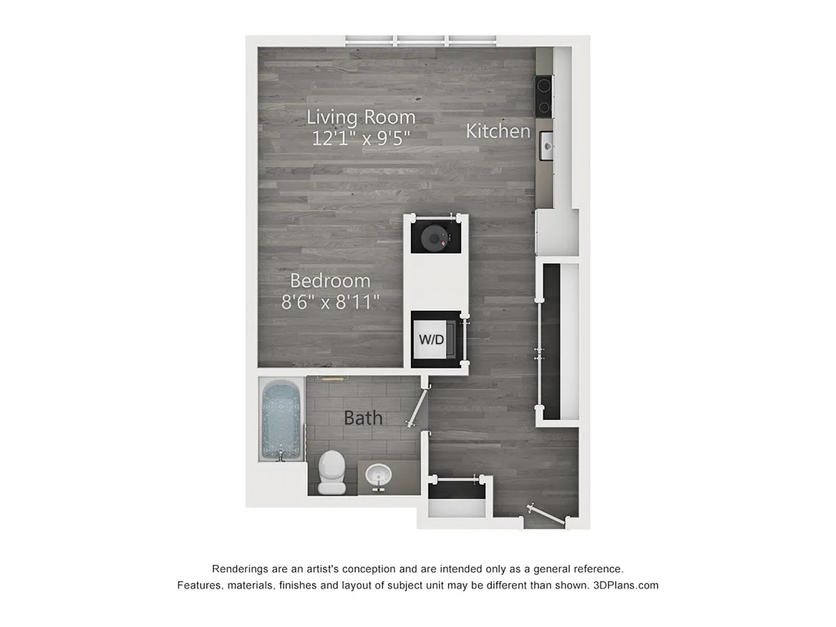 Floor plan Studio (534 SF)