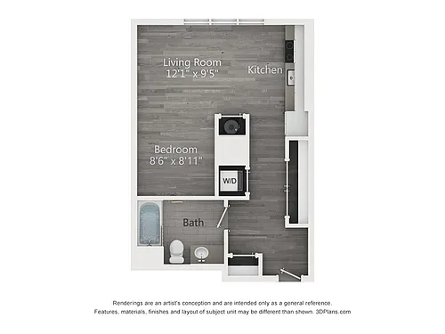 Floor plan Studio (534 SF)
