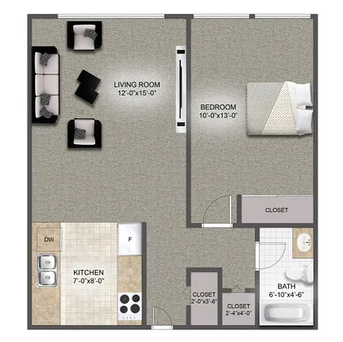 Floor plan 1 Bedroom A