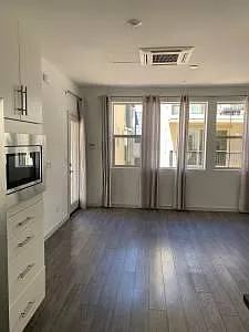 Living Room with West Elm Curtains and Rods
