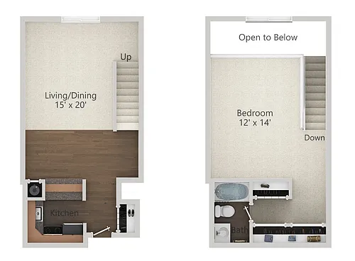 Floor plan 1 Bedroom Loft