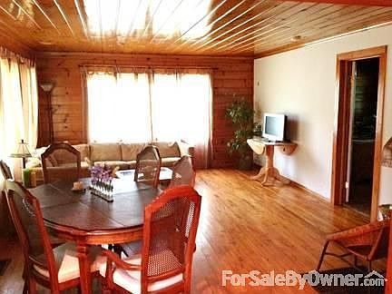 Living room off of open kitchen