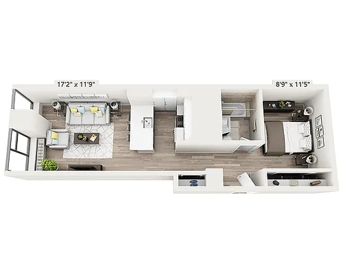 Floor plan Studio w/Alcove Y