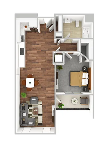 Floor plan One Bedroom One Bath