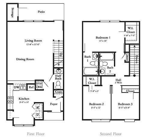 Floor plan 3 Bedroom 2.5 Bath - Affordable