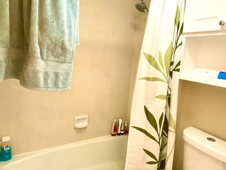 Freshly updated bathrooms with modern fixtures and natural light from skylights