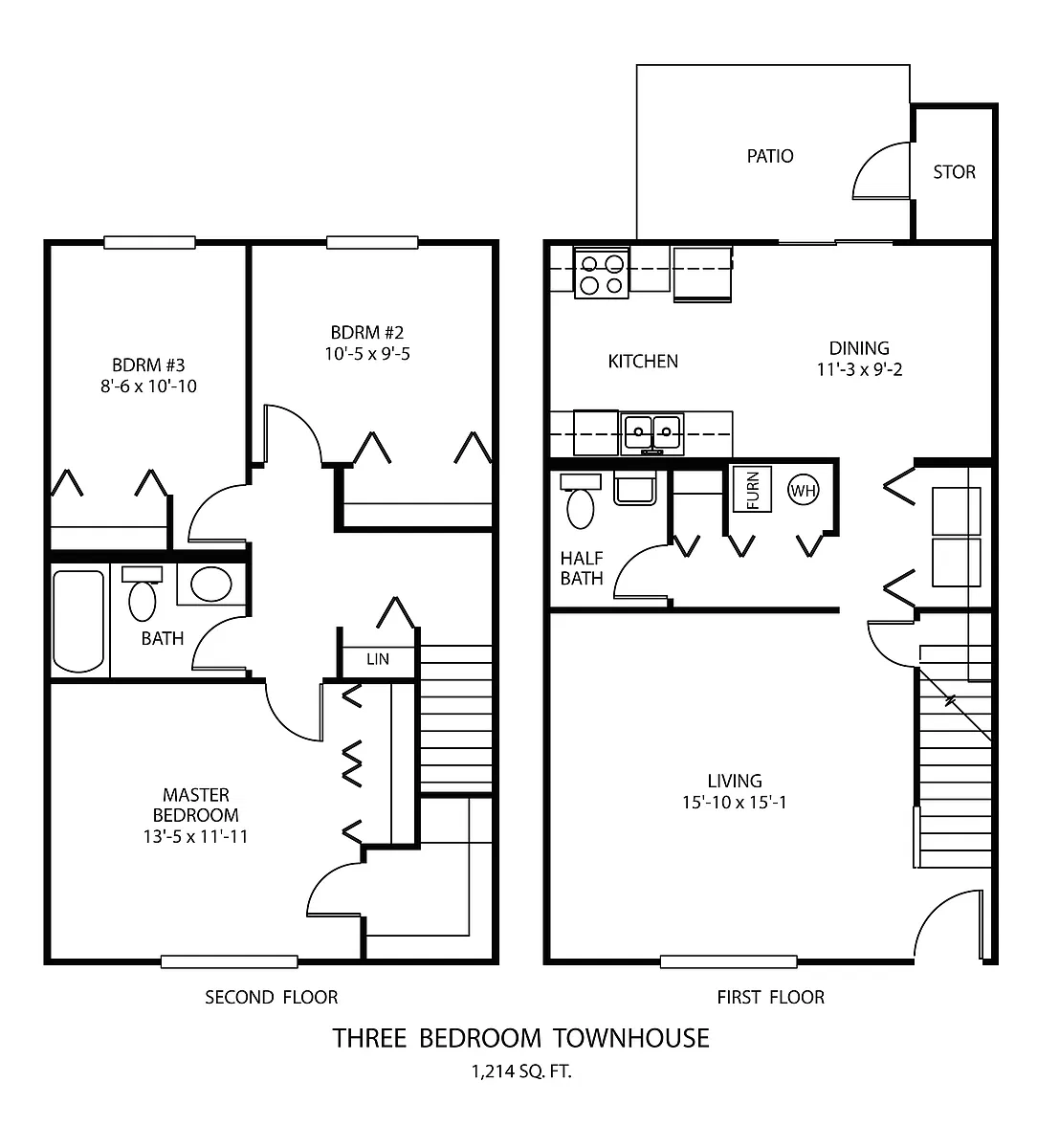 Floor plan Three Bedroom Townhouse