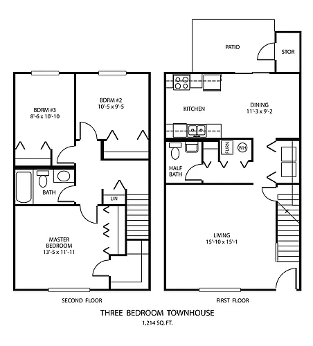 Floor plan Three Bedroom Townhouse